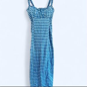 NWOT Free People Blue and White Gingham Dress